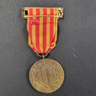 null ESPAGNE (CATALOGNE)
Médaille des volontaires catalans. 
En bronze. Ruban avec...
