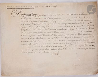 null FRANCE 
INSTITUTION DU MÉRITE MILITAIRE (1759)
Brevet de chevalier de l’ordre...