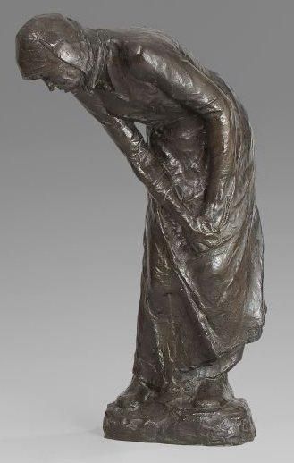 Constantin MEUNIER (1831 - 1905) La Femme du mineur (Le Grisou). Épreuve en bronze...