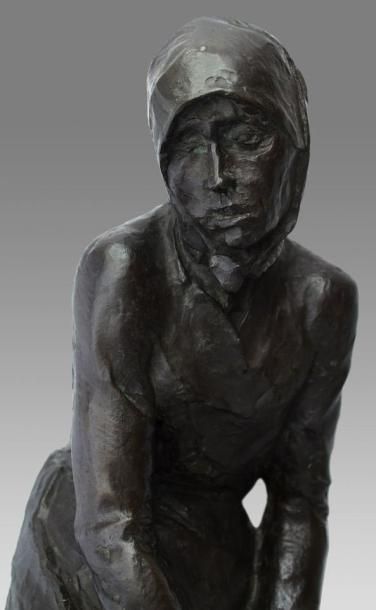 Constantin MEUNIER (1831 - 1905) La Femme du mineur (Le Grisou). Épreuve en bronze...