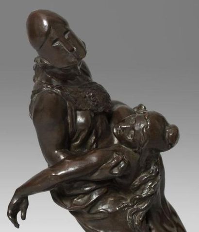 Jules DALOU (1838 - 1902) La Sagesse soutenant la Liberté, 1889. Épreuve en bronze...