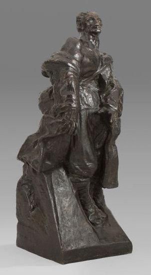 Charles MALFRAY (1887 - 1940) L'Effroi. Sujet en bronze à patine brune. Signé sur...