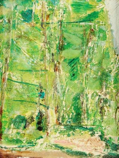 Tatsuhiko SHIMAMURA [japonais] (1922 - 2004) Forêt, 1968. Technique mixte sur toile....