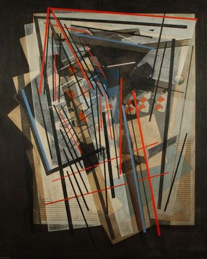 Alain LE YAOUANC (né en 1940) Composition abstraite, 1979. Technique mixte sur toile....