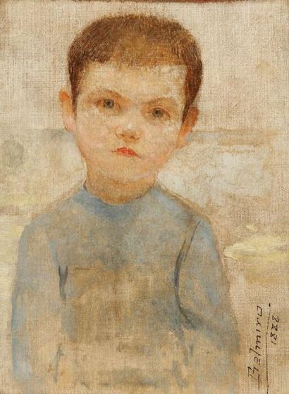 BELMIRO DE ALMEIDA [brésilien] (1858 - 1935) Jeune garçon sur la plage, 1888. Huile...