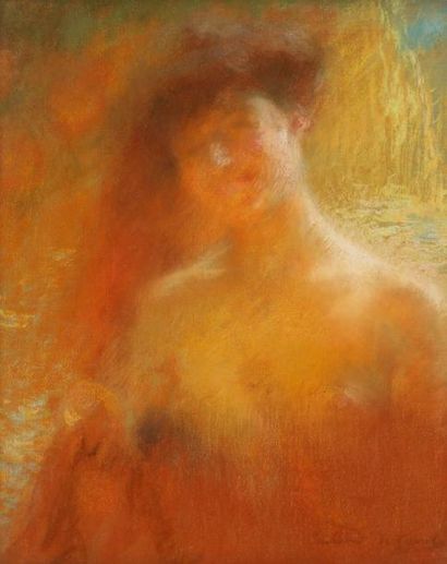 Lucien - Victor GUIRAND de SCEVOLA (1871 - 1950) Femme à la chevelure rousse. Pastel....