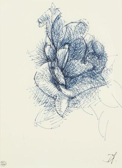 Dora MAAR (1907 - 1997) Fleur. Encre. Monogrammée en bas à droite. Porte le cachet...