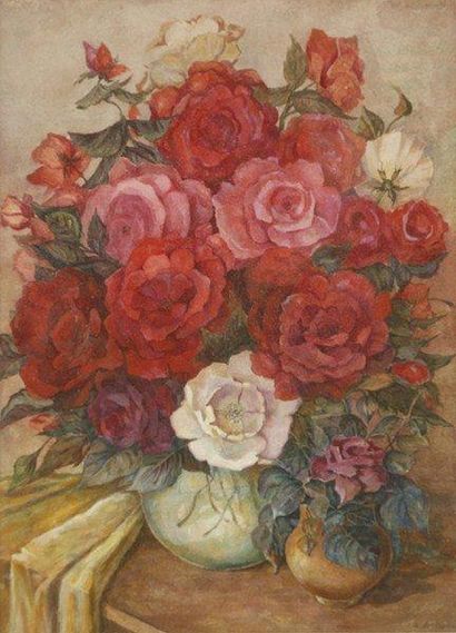 ALTERMAN Roses, 1994. Aquarelle.Signée et datée en bas à droite. 61 x 46 cm