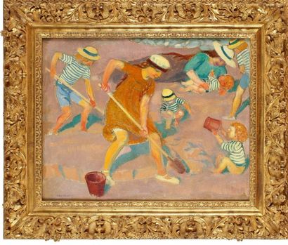 Maurice DENIS (Granville 1870 - Paris 1943) Jeux sur le sable 1917 Sur sa toile d'origine....