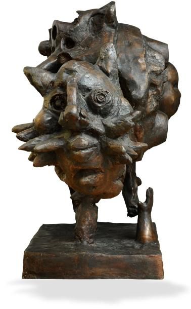 THEO TOBIASSE (1927-2012) Le Chat Moloch Epreuve en bronze à patine brune numérotée...