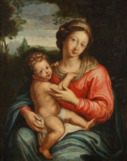 ÉCOLE FRANCAISE du XVIIe siècle, suiveur de Nicolas LOIR Vierge à l'Enfant Toile....