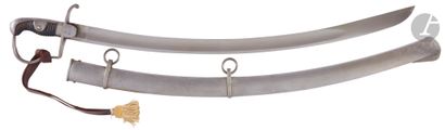 Heavy cavalry saber. 
Leather-covered wooden...
