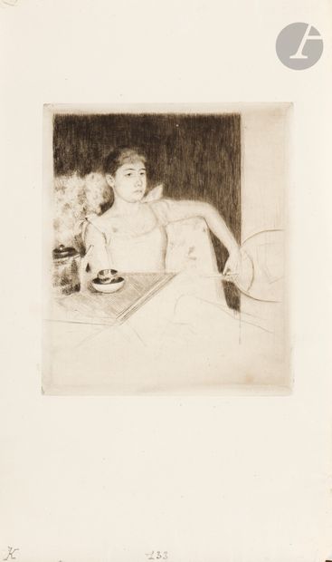 Mary Cassatt (American, 1844-1926)
Tea. Circa 1890. Drypoint. 153 x 178. Breeskin... Gazette Drouot