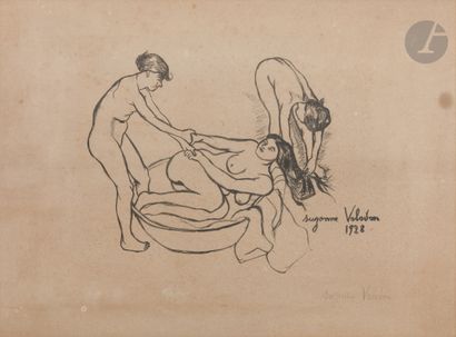  Suzanne Valadon (1865-1938)
Trois femmes au bain. 1928. Lithographie. 295 x 220.... Gazette Drouot