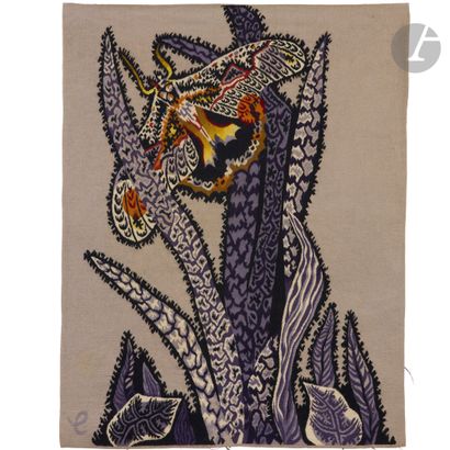 null JEAN LURÇAT (1892-1966)
Vol d’un papillon parmi des cactus
Tapisserie de lice....