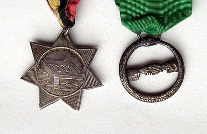 null Deux Médailles de loges allemandes avec leur ruban d'origine. 19è.s