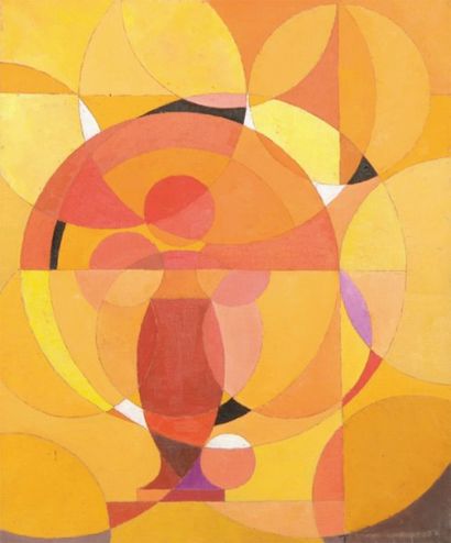 ANONYME. Cercles imbriqués Huile sur toile. 46 x 38 cm