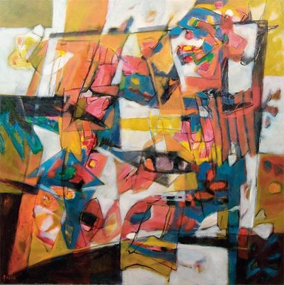 ROSSO Eliane (1928-1994) Composition abstraite Huile sur toile. Signée en bas à gauche....