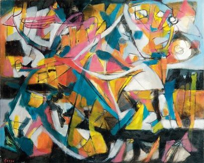 ROSSO Eliane (1928-1994) Composition abstraite n°11 Huile sur toile. Signée en bas...