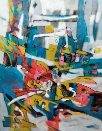 ROSSO Eliane (1928-1994) Composition abstraite n° 9 Huile sur toile. Signée en bas...