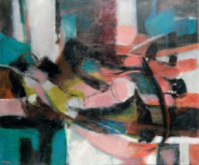 ROSSO Eliane (1928-1994) Composition abstraite n° 12 Huile sur toile. Signée en bas...