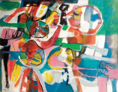 ROSSO Eliane (1928-1994) Composition abstraite n° 5 Huile sur toile. Signée en bas...