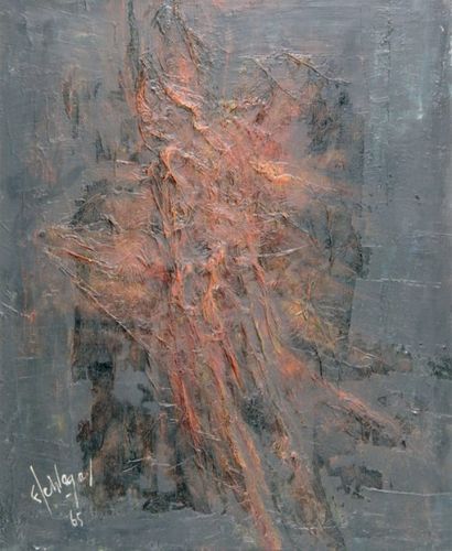 SCHLEGEL Fernand (1920-2002) Vulcain Huile sur toile. Signée en bas à gauche et datée...