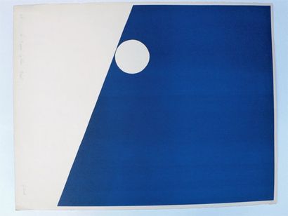 Emile Gilioli (1911-1977) [Composition].Vers 1975. Sérigraphie imprimée en bleu violacé....