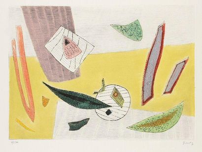 Henri GOETZ [franco - américain] (1909 - 1989) Composition aux feuilles. Eau - forte...
