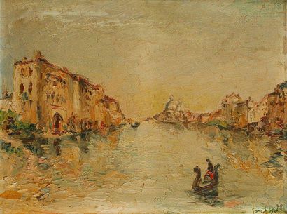 Fernand HERBO (1905 - 1995) Vue de Venise Huile sur toile. Signée en bas à droite....