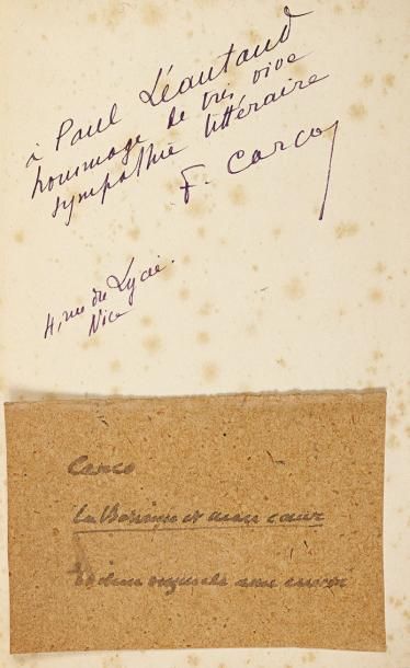 Francis Carco. La Bohême et mon coeur, poèmes (1912) ; in-12 de 78 p., broché (rousseurs)....