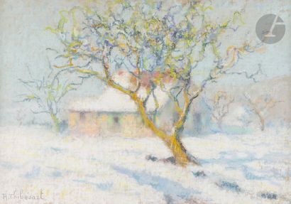 null Raymond THIBESART (1874-1963)
Tree and house in the snow
Pastel on canvas.
Signed...