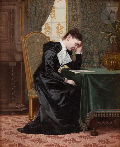 null Henri TAUREL (1843-1927)
Woman reading
Oil on canvas.
Signed lower right.
61...