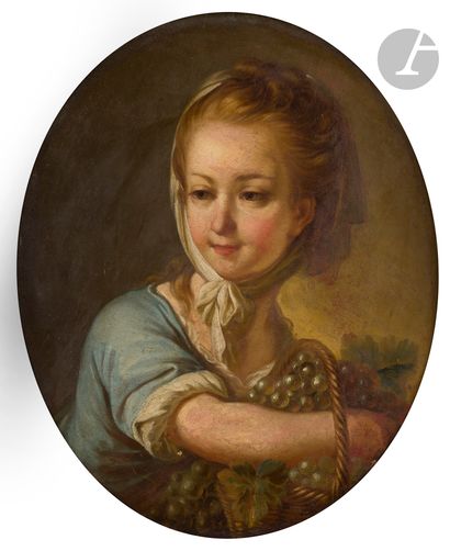 null In the style of François Hubert DROUAIS
Flute player; Young girl with grape...