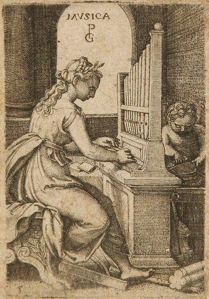 Georg Pencz (vers 1500-vers 1550) Musica. (Planche d?une suite des Arts libéraux)....