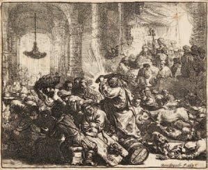 Rembrandt Harmensz. van Rijn (1606-1669) Jésus Christ chassant les vendeurs du Temple....