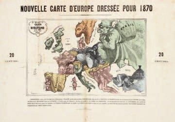 null Cartographie. Paul Hadol. Carte drôlatique d?Europe pour 1870. Procédé photomécanique....