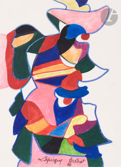 null Charles LAPICQUE (1898-1988)
Les Marins, 1986
Feutres de couleur.
Signé, daté...