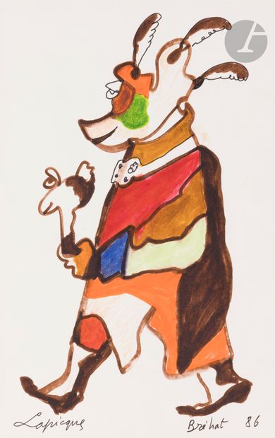null Charles LAPICQUE (1898-1988)
L'Apothicaire, 1986
Feutres et crayons de couleur.
Signé...