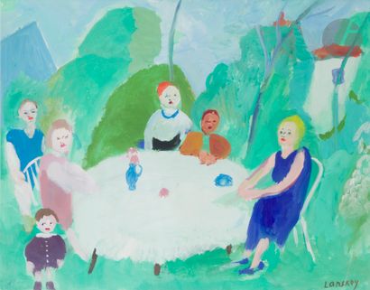  André LANSKOY (1902-1976)
La Famille à table
Gouache.
Signée en bas à droite.
46... Gazette Drouot