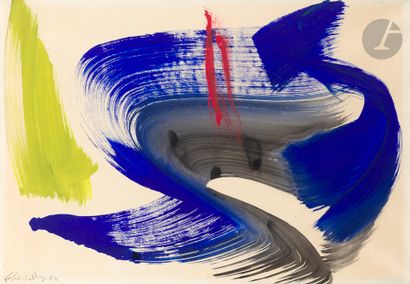  Gérard SCHNEIDER (1896-1986)
Composition, 1974
Acrylique sur papier.
Signée et datée... Gazette Drouot