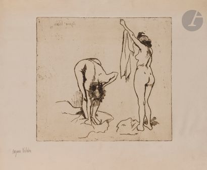  Suzanne Valadon (1865-1938)
Femmes s’essuyant. 1895. Vernis mou. 315 x 285. Très... Gazette Drouot