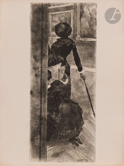  Edgar Degas (1834-1917)At the Louvre: painting (Mary Cassatt). Circa 1876. Etching,... Gazette Drouot
