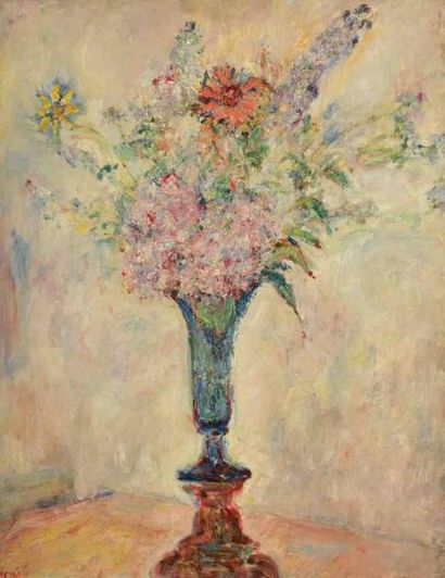 Paul KRON (1869-1936) Bouquet champêtre.Huile sur toile.Signée en bas à gauche.65...