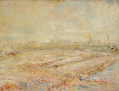 Paul KRON (1869-1936) Marais salants à Guérande.Huile sur toile.Signée en bas à gauche.46...