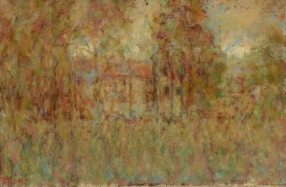 Paul KRON (1869-1936) La maison forestière.Huile sur toile.Signée en bas à gauche.27...
