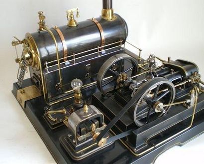 null Usine à vapeur: exceptionnel ensemble comprenant une machine à vapeur horizontale,...
