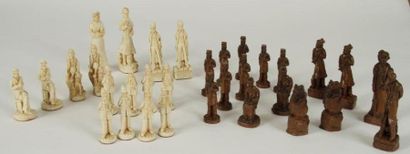 null SHERLOCK HOLMES - LE JEU D'ÉCHECS. Rare ensemble de 32 figurines en résine réalisé...