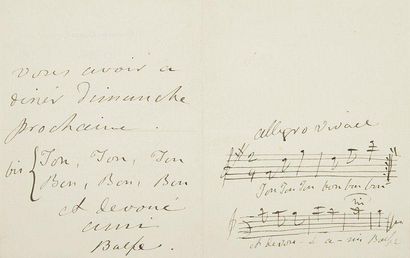 null Michael William BALFE (1808-1870) compositeur anglais. L.A.S. avec musique,...