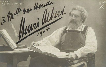 null Henri ALBERS (1866-1926) baryton hollandais. 5 photographies dédicacées ou signées,...